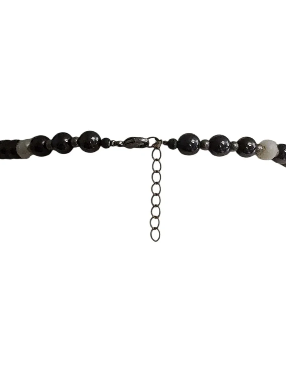 Classic Hematite and Soft White  Beaded Necklace